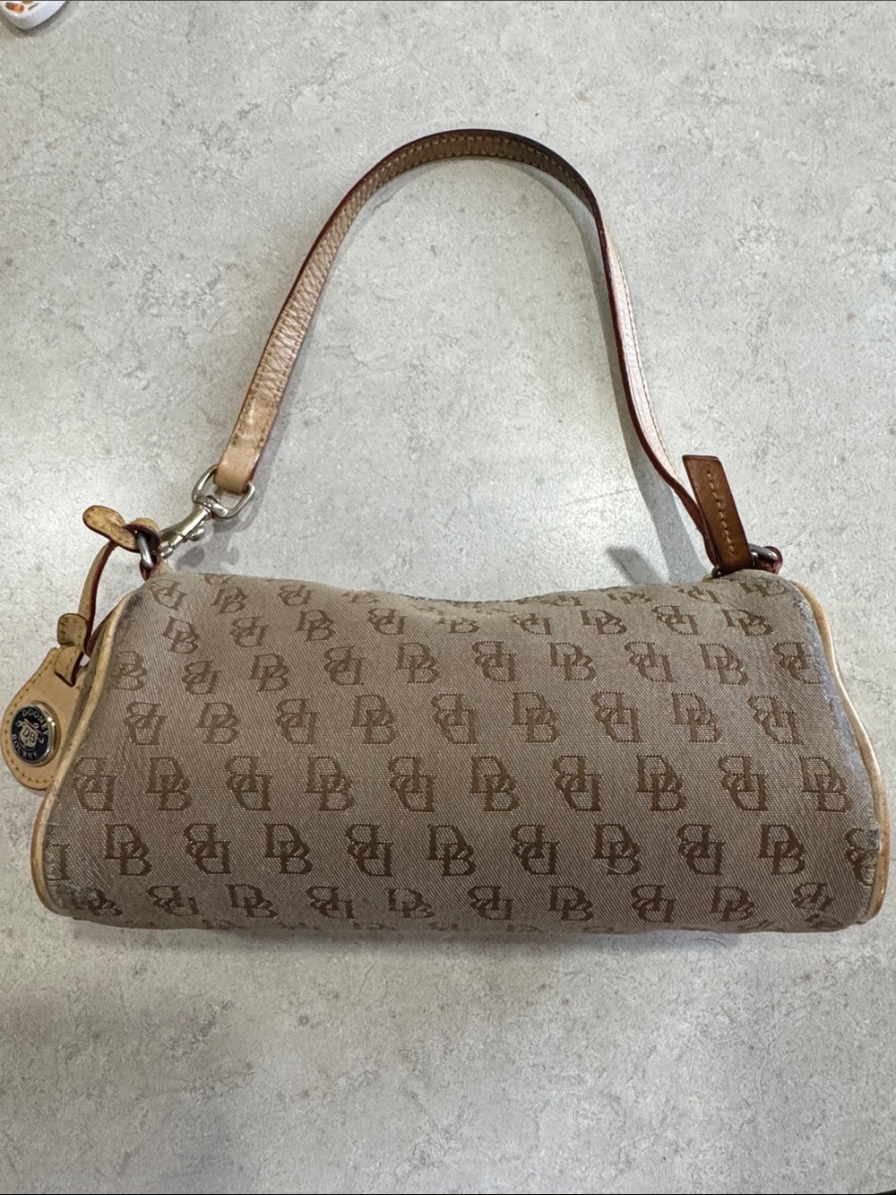 Dooney & Bourke Tan/Brown Monogram Shoulder Bag